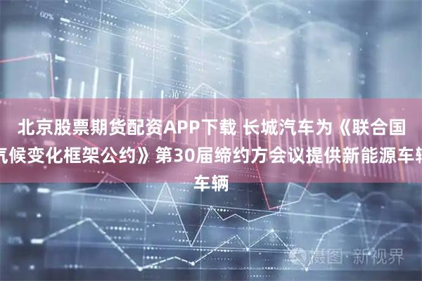 北京股票期货配资APP下载 长城汽车为《联合国气候变化框架公约》第30届缔约方会议提供新能源车辆