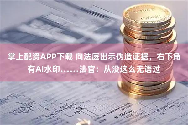 掌上配资APP下载 向法庭出示伪造证据，右下角有AI水印……法官：从没这么无语过